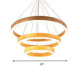 Wood Ring LED Chandelier Light Modern 1/2/3-Light Beige Drop Pendant Fixture for Dining Room Clearhalo 'Ceiling Lights' 'Chandeliers' Lighting' options 202809