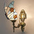 Curved Arm Stained Glass Wall Sconce Light Tiffany 1 Head Wall Mount Lamp with Geometry Shade White Clearhalo 'Art deco wall lights' 'Cast Iron' 'Glass' 'Industrial wall lights' 'Industrial' 'Middle century wall lights' 'Modern' 'Rustic wall lights' 'Tiffany' 'Traditional wall lights' 'Wall Lamps & Sconces' 'Wall Lights' Lighting' 2029161