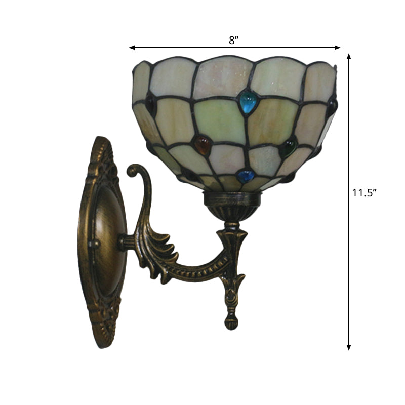 1 Head Corridor Wall Sconce Light Mediterranean Brass Wall Lighting with Geometry Cut Glass Shade Clearhalo 'Art deco wall lights' 'Cast Iron' 'Glass' 'Industrial' 'Middle century wall lights' 'Modern' 'Tiffany wall lights' 'Tiffany' 'Traditional wall lights' 'Wall Lamps & Sconces' 'Wall Lights' Lighting' 2029208