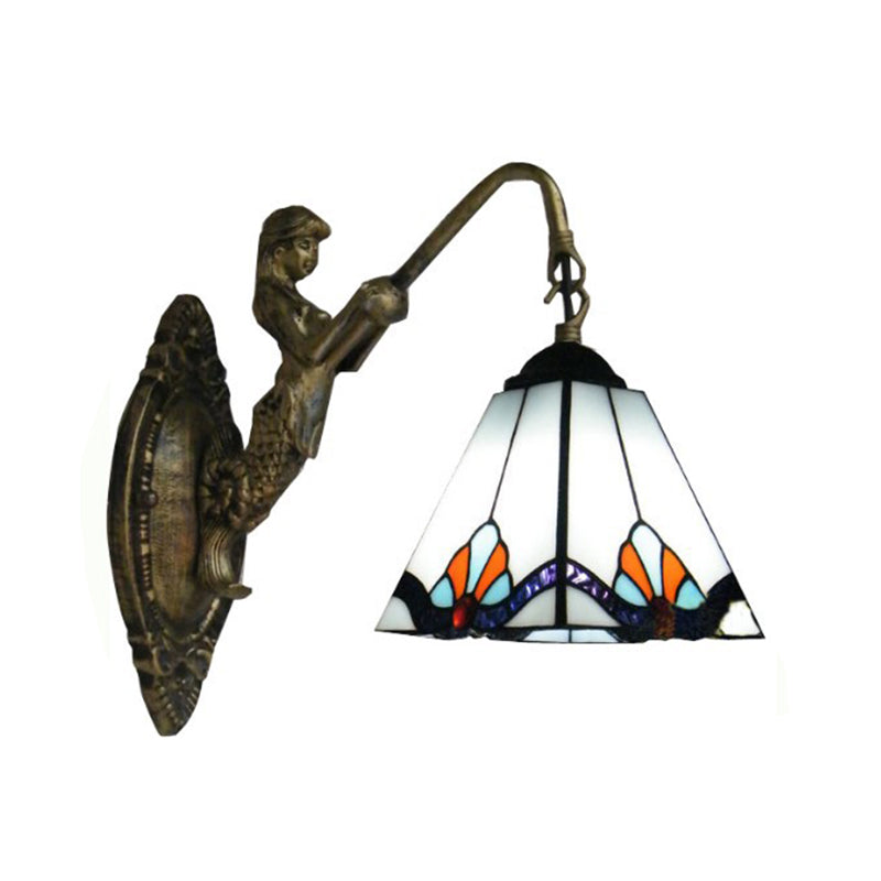 Brass 1 Head Wall Sconce Lighting Victorian Hand Cut Glass Geometry Wall Light for Dining Room White Clearhalo 'Art deco wall lights' 'Cast Iron' 'Glass' 'Industrial' 'Middle century wall lights' 'Modern' 'Tiffany wall lights' 'Tiffany' 'Traditional wall lights' 'Wall Lamps & Sconces' 'Wall Lights' Lighting' 2029247