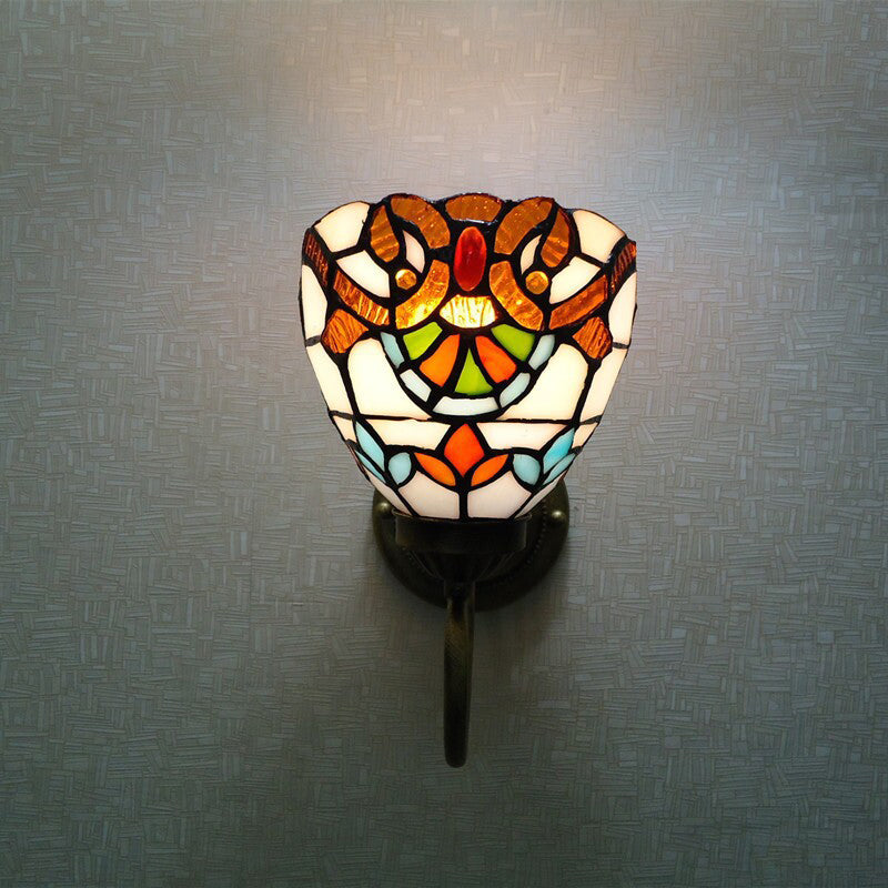 Bell Shade Cut Glass Wall Light Sconce Victorian 1 Bulb Yellow Wall Mounted Lamp Yellow Clearhalo 'Art deco wall lights' 'Cast Iron' 'Glass' 'Industrial' 'Middle century wall lights' 'Modern' 'Tiffany wall lights' 'Tiffany' 'Traditional wall lights' 'Wall Lamps & Sconces' 'Wall Lights' Lighting' 2029248