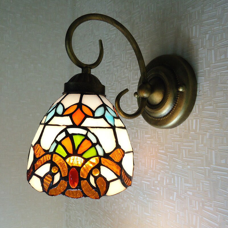 Bell Shade Cut Glass Wall Light Sconce Victorian 1 Bulb Yellow Wall Mounted Lamp Clearhalo 'Art deco wall lights' 'Cast Iron' 'Glass' 'Industrial' 'Middle century wall lights' 'Modern' 'Tiffany wall lights' 'Tiffany' 'Traditional wall lights' 'Wall Lamps & Sconces' 'Wall Lights' Lighting' 2029249