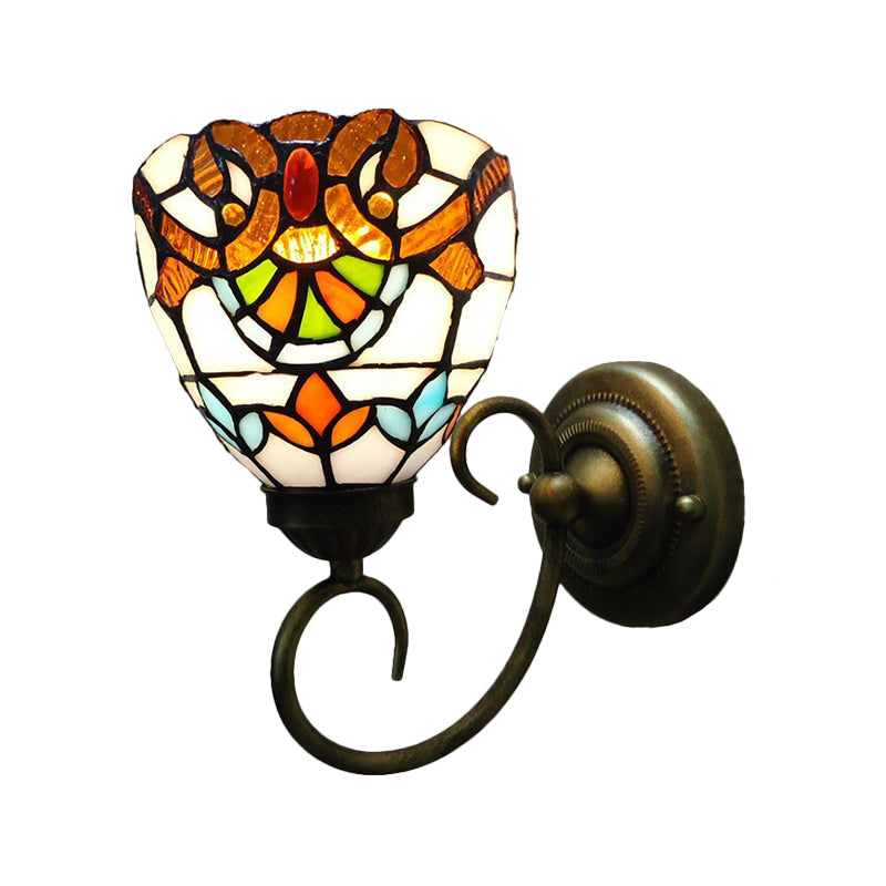 Bell Shade Cut Glass Wall Light Sconce Victorian 1 Bulb Yellow Wall Mounted Lamp Clearhalo 'Art deco wall lights' 'Cast Iron' 'Glass' 'Industrial' 'Middle century wall lights' 'Modern' 'Tiffany wall lights' 'Tiffany' 'Traditional wall lights' 'Wall Lamps & Sconces' 'Wall Lights' Lighting' 2029251
