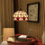 1-Head Hanging Light Kit Tiffany Lattice Bowl White Glass Jeweled Flower Pendant Lighting for Dining Room Red Clearhalo 'Ceiling Lights' 'Glass shade' 'Glass' 'Industrial' 'Middle Century Pendants' 'Pendant Lights' 'Pendants' 'Tiffany close to ceiling' 'Tiffany Pendants' 'Tiffany' Lighting' 2029340