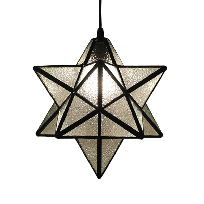 Tiffany Star Shade Pendant Lamp 1 Light Stained Glass Suspension Lighting for Bedroom Clearhalo 'Ceiling Lights' 'Chandeliers' 'Glass shade' 'Glass' 'Industrial' 'Middle Century Pendants' 'Pendant Lights' 'Pendants' 'Tiffany close to ceiling' 'Tiffany Pendants' 'Tiffany' Lighting' 2029395
