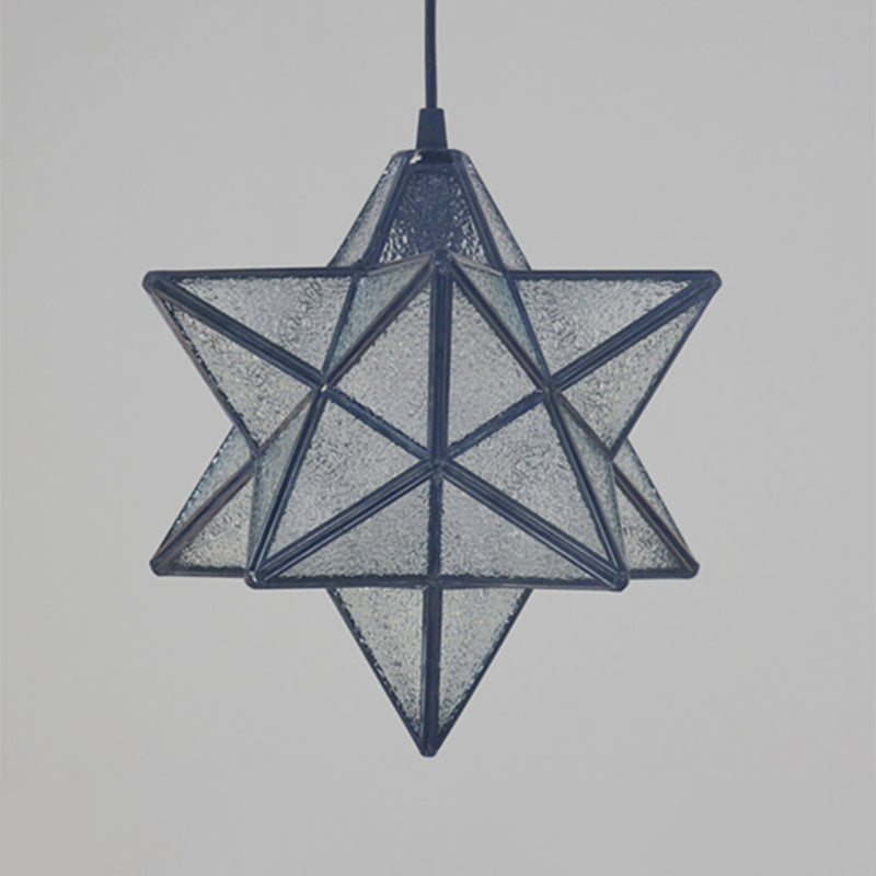 Tiffany Star Shade Pendant Lamp 1 Light Stained Glass Suspension Lighting for Bedroom Clearhalo 'Ceiling Lights' 'Chandeliers' 'Glass shade' 'Glass' 'Industrial' 'Middle Century Pendants' 'Pendant Lights' 'Pendants' 'Tiffany close to ceiling' 'Tiffany Pendants' 'Tiffany' Lighting' 2029396