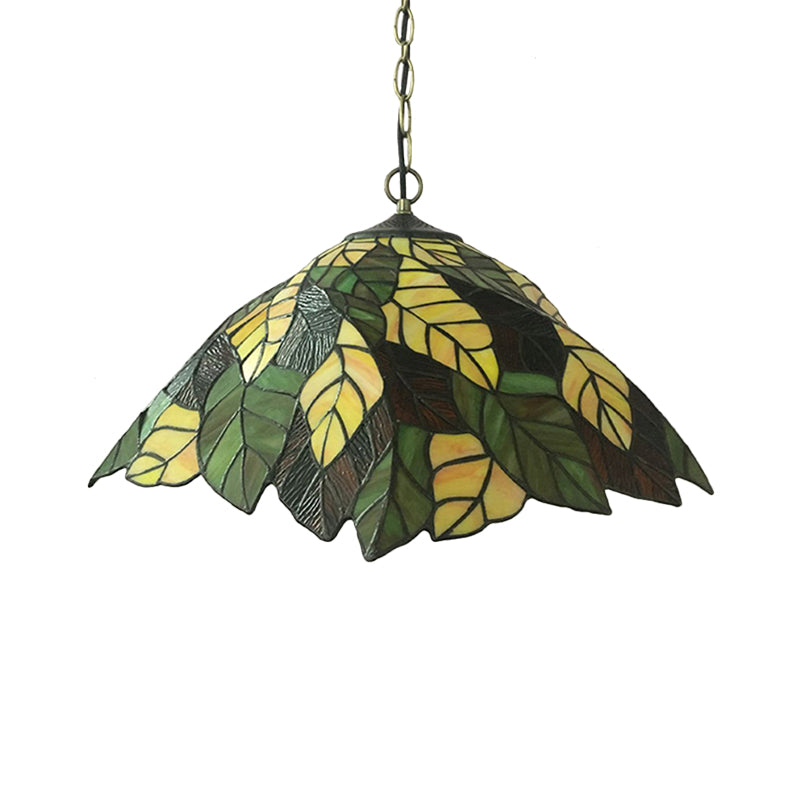 Yellow Cone Drop Pendant Baroque 1-Bulb Stained Art Glass Hanging Ceiling Light with Leaf Pattern Clearhalo 'Art Deco Pendants' 'Cast Iron' 'Ceiling Lights' 'Ceramic' 'Crystal' 'Industrial' 'Metal' 'Middle Century Pendants' 'Pendant Lights' 'Pendants' 'Tiffany close to ceiling' 'Tiffany Pendants' 'Tiffany' Lighting' 2029408