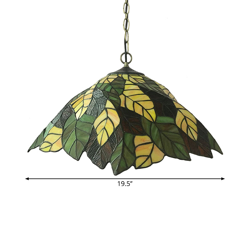 Yellow Cone Drop Pendant Baroque 1-Bulb Stained Art Glass Hanging Ceiling Light with Leaf Pattern Clearhalo 'Art Deco Pendants' 'Cast Iron' 'Ceiling Lights' 'Ceramic' 'Crystal' 'Industrial' 'Metal' 'Middle Century Pendants' 'Pendant Lights' 'Pendants' 'Tiffany close to ceiling' 'Tiffany Pendants' 'Tiffany' Lighting' 2029409