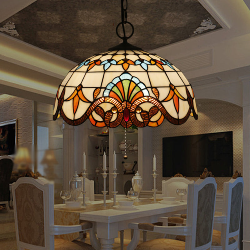 Bowl Cut Glass Pendant Chandelier Victorian 3-Light Black Hanging Ceiling Light for Dining Room Clearhalo 'Ceiling Lights' 'Chandeliers' 'Industrial' 'Middle Century Chandeliers' 'Pendant Lights' 'Tiffany Chandeliers' 'Tiffany close to ceiling' 'Tiffany' Lighting' 2029457