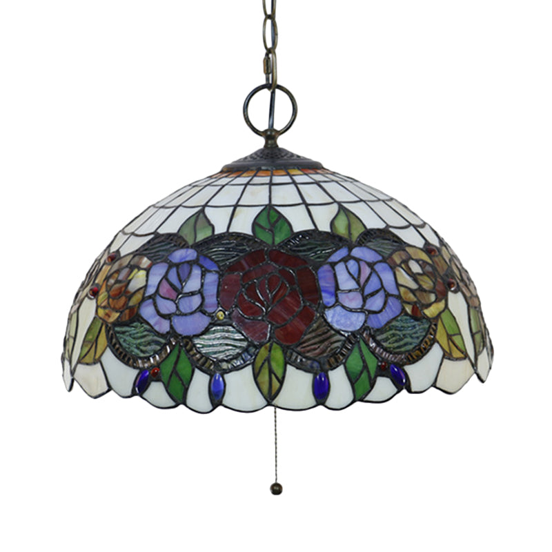 Bowl Cut Glass Pendant Chandelier Victorian 3-Light Black Hanging Ceiling Light for Dining Room Black D Clearhalo 'Ceiling Lights' 'Chandeliers' 'Industrial' 'Middle Century Chandeliers' 'Pendant Lights' 'Tiffany Chandeliers' 'Tiffany close to ceiling' 'Tiffany' Lighting' 2029464