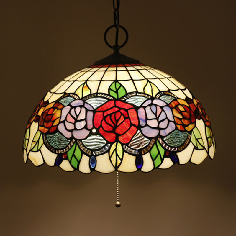 Bowl Cut Glass Pendant Chandelier Victorian 3-Light Black Hanging Ceiling Light for Dining Room Clearhalo 'Ceiling Lights' 'Chandeliers' 'Industrial' 'Middle Century Chandeliers' 'Pendant Lights' 'Tiffany Chandeliers' 'Tiffany close to ceiling' 'Tiffany' Lighting' 2029465