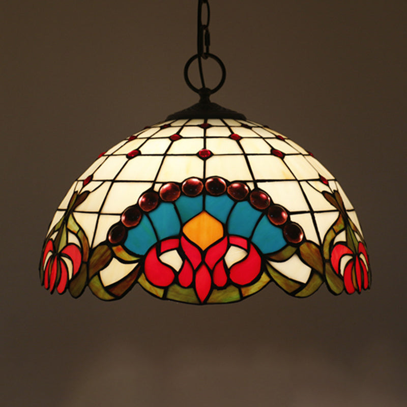 Bowl Cut Glass Pendant Chandelier Victorian 3-Light Black Hanging Ceiling Light for Dining Room Black G Clearhalo 'Ceiling Lights' 'Chandeliers' 'Industrial' 'Middle Century Chandeliers' 'Pendant Lights' 'Tiffany Chandeliers' 'Tiffany close to ceiling' 'Tiffany' Lighting' 2029470