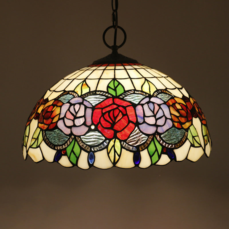 Bowl Cut Glass Pendant Chandelier Victorian 3-Light Black Hanging Ceiling Light for Dining Room Black E Clearhalo 'Ceiling Lights' 'Chandeliers' 'Industrial' 'Middle Century Chandeliers' 'Pendant Lights' 'Tiffany Chandeliers' 'Tiffany close to ceiling' 'Tiffany' Lighting' 2029472