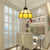 Tiffany Style Domed Drop Pendant 1-Light Stained Art Glass Hanging Ceiling Light Yellow Clearhalo 'Art Deco Pendants' 'Cast Iron' 'Ceiling Lights' 'Ceramic' 'Crystal' 'Industrial' 'Metal' 'Middle Century Pendants' 'Pendant Lights' 'Pendants' 'Tiffany close to ceiling' 'Tiffany Pendants' 'Tiffany' Lighting' 2029534