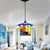 1-Light House Shaped Ceiling Pendant Mediterranean Blue Stained Glass Suspension Lighting Blue Cord Clearhalo 'Art Deco Pendants' 'Cast Iron' 'Ceiling Lights' 'Ceramic' 'Crystal' 'Industrial' 'Metal' 'Middle Century Pendants' 'Pendant Lights' 'Pendants' 'Tiffany close to ceiling' 'Tiffany Pendants' 'Tiffany' Lighting' 2029555