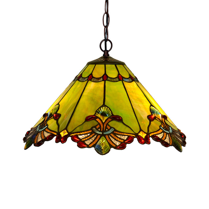 2-Light Chandelier Lamp Mission Hand Rolled Art Glass Pendant Lighting Fixture in Green Green Clearhalo 'Ceiling Lights' 'Chandeliers' 'Close To Ceiling Lights' 'Industrial' 'Middle Century Chandeliers' 'Tiffany Chandeliers' 'Tiffany close to ceiling' 'Tiffany' Lighting' 2029615