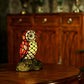 Stained Glass Red Night Table Lamp Owl Shaped 1 Light Tiffany Style Nightstand Light with Resin Base Clearhalo 'Lamps' 'Table Lamps' Lighting' 2029660