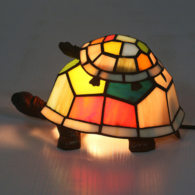 Cut Glass Turtle Mom and Baby Table Light Tiffany 1 Head Nightstand Lamp for Bedroom Clearhalo 'Lamps' 'Table Lamps' Lighting' 2029687