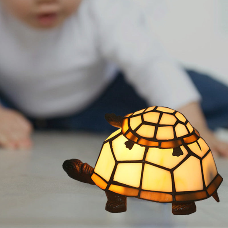Cut Glass Turtle Mom and Baby Table Light Tiffany 1 Head Nightstand Lamp for Bedroom White Clearhalo 'Lamps' 'Table Lamps' Lighting' 2029689
