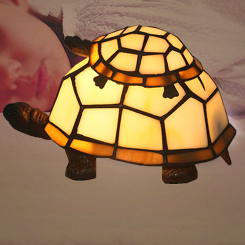 Cut Glass Turtle Mom and Baby Table Light Tiffany 1 Head Nightstand Lamp for Bedroom Clearhalo 'Lamps' 'Table Lamps' Lighting' 2029690