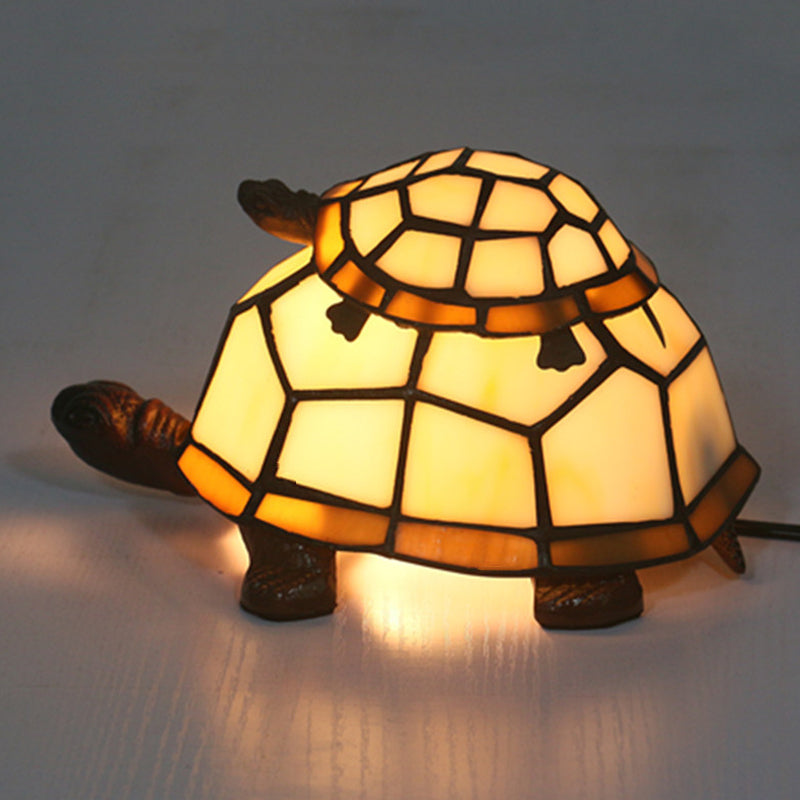 Cut Glass Turtle Mom and Baby Table Light Tiffany 1 Head Nightstand Lamp for Bedroom Clearhalo 'Lamps' 'Table Lamps' Lighting' 2029691