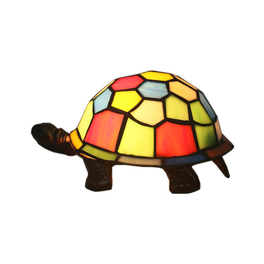 1 Bulb Turtle Shaped Table Lamp Baroque Stained Art Glass Night Light for Children Bedroom Blue Clearhalo 'Lamps' 'Table Lamps' Lighting' 2029692
