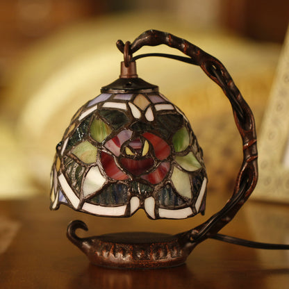 Victorian Dome Table Lighting 1-Light Handcrafted Art Glass Floral Patterned Desk Lamp in Green Green Clearhalo 'Lamps' 'Table Lamps' Lighting' 2029739