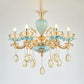 Shallow Bowl Living Room Chandelier Amber Crystal Modern Ceramics Pendant Light Kit in Gold Clearhalo 'Ceiling Lights' 'Chandeliers' Lighting' options 2029768