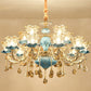 Floral Blown Clear Glass Chandelier Lamp Minimalist Gold Suspension Pendant Light for Living Room 18 Gold Clearhalo 'Ceiling Lights' 'Chandeliers' Lighting' options 2029777_90fcd594-1c40-4148-888e-490548d9594c
