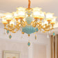 Gold Blossom Ceiling Chandelier Modernity Frosted Glass Hanging Light Fixture with Crystal Accent Clearhalo 'Ceiling Lights' 'Chandeliers' Lighting' options 2029795