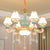 Milky Glass Pear Shade Drop Pendant Simple Chandelier Light Fixture with Crystal Drop in Gold 6 Gold Clearhalo 'Ceiling Lights' 'Chandeliers' 'Modern Chandeliers' 'Modern' Lighting' 2029832