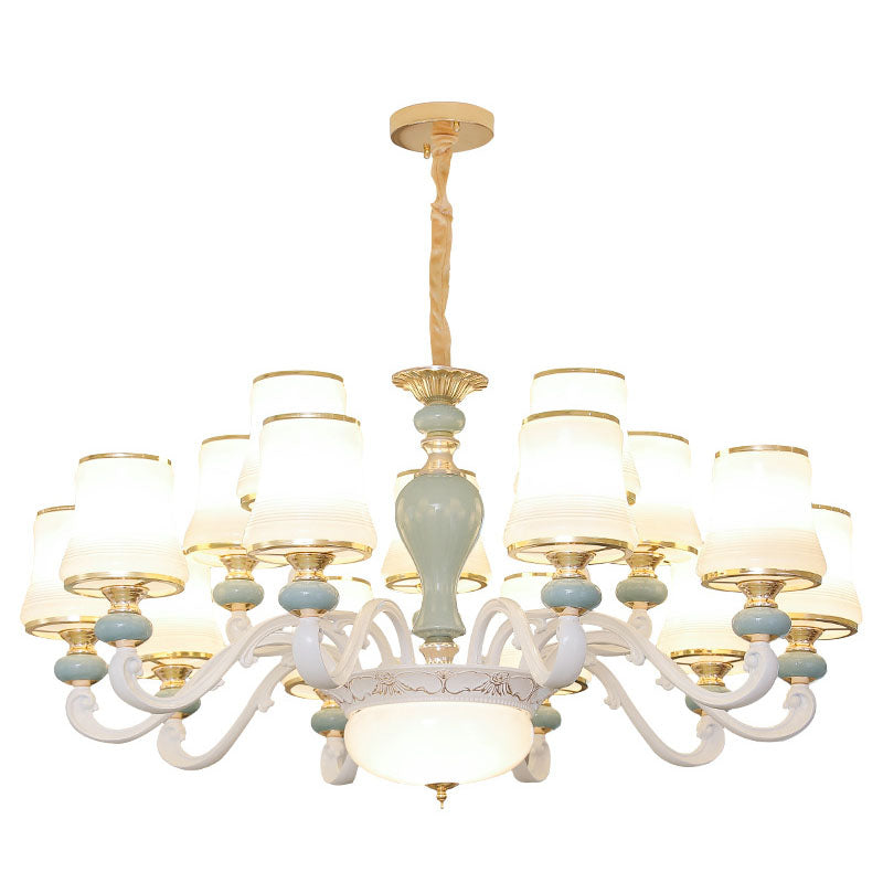 Opaline Glass Flared Chandelier Lamp Modernist Down Lighting Pendant in Light Blue Clearhalo 'Ceiling Lights' 'Chandeliers' 'Modern Chandeliers' 'Modern' Lighting' 2029847