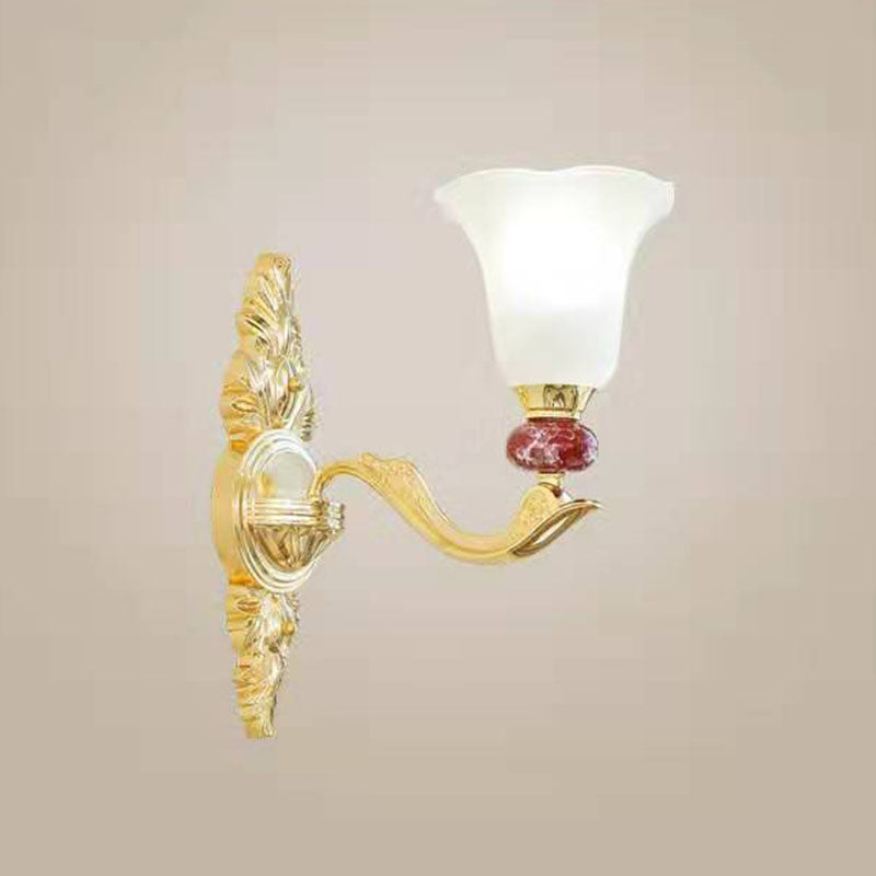 Frosted Glass Morning Glory Hanging Lamp Minimal Chandelier Light Fixture for Living Room 1 Red Clearhalo 'Ceiling Lights' 'Chandeliers' 'Modern Chandeliers' 'Modern' Lighting' 2029954