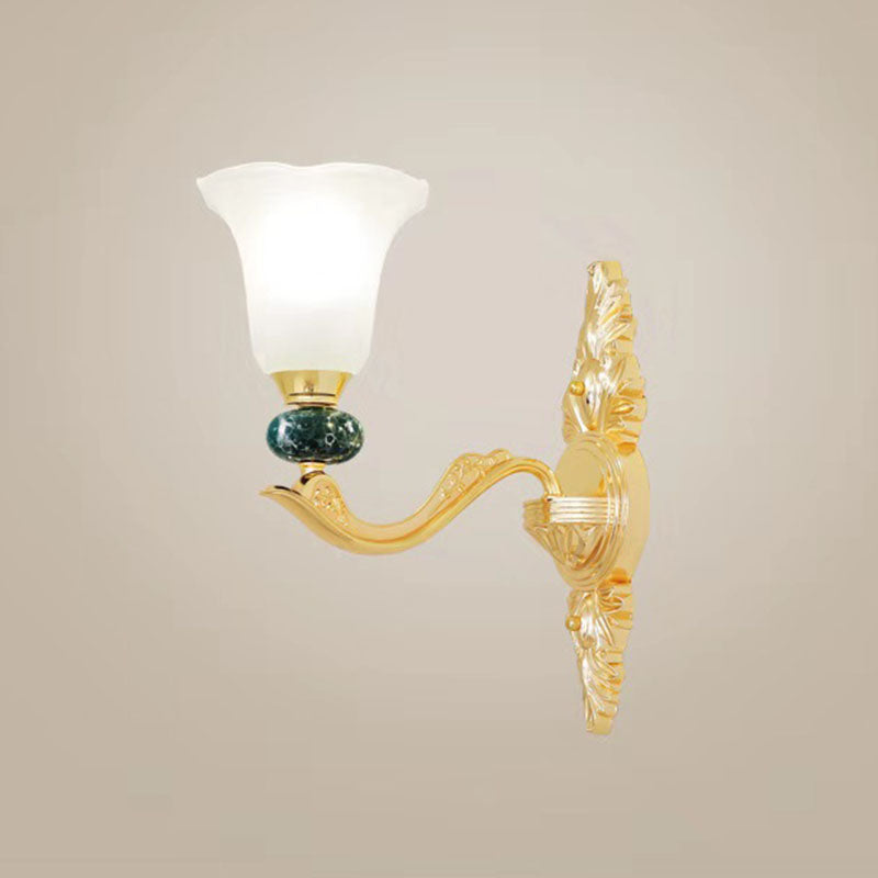 Frosted Glass Morning Glory Hanging Lamp Minimal Chandelier Light Fixture for Living Room 1 Green Clearhalo 'Ceiling Lights' 'Chandeliers' 'Modern Chandeliers' 'Modern' Lighting' 2029955