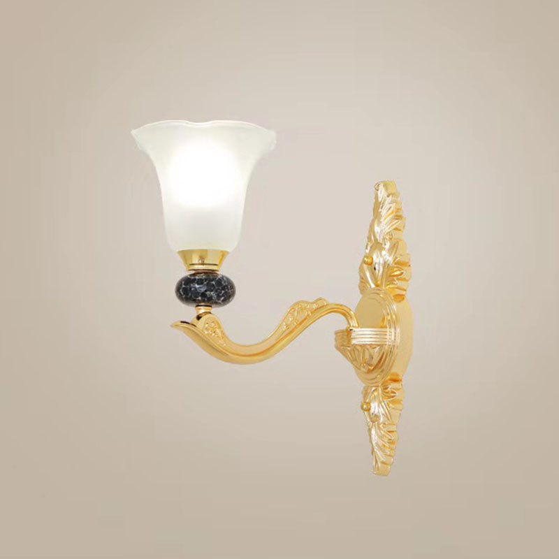 Frosted Glass Morning Glory Hanging Lamp Minimal Chandelier Light Fixture for Living Room 1 Black Clearhalo 'Ceiling Lights' 'Chandeliers' 'Modern Chandeliers' 'Modern' Lighting' 2029956