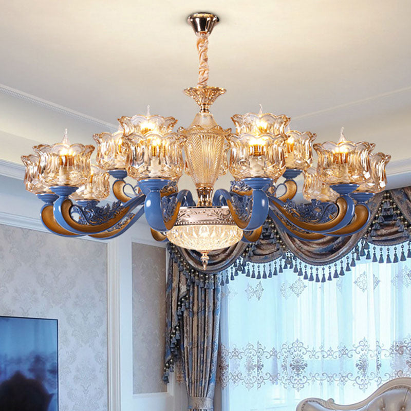 Curving Ceiling Chandelier Modernist Glass Blue Pendant Lighting Fixture with Glass Shade Clear Clearhalo 'Ceiling Lights' 'Chandeliers' 'Clear' 'Industrial' 'Modern Chandeliers' 'Modern' 'Tiffany' 'Traditional Chandeliers' Lighting' 2029997