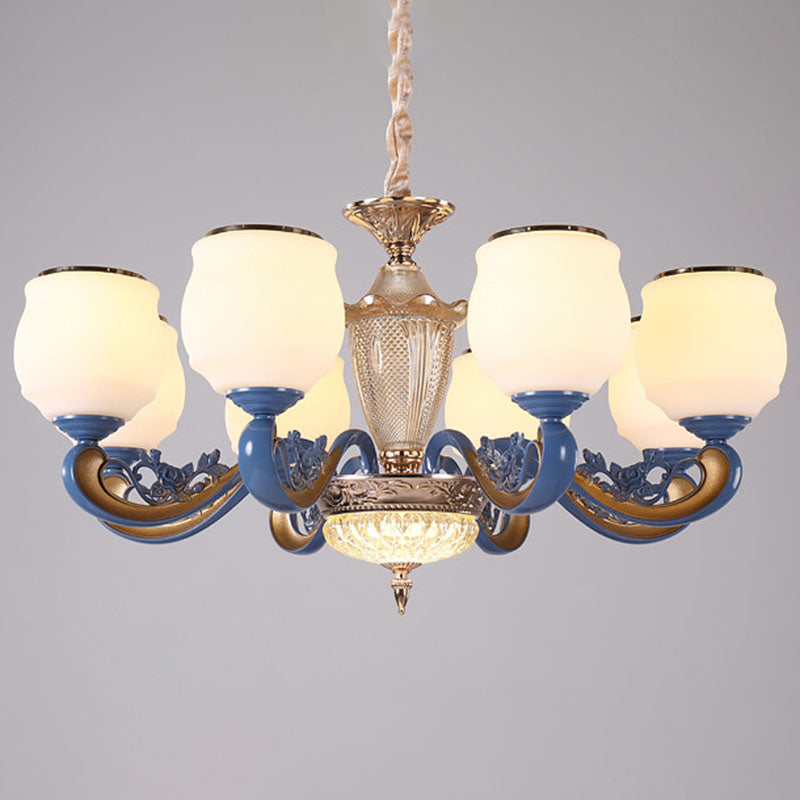 Curving Ceiling Chandelier Modernist Glass Blue Pendant Lighting Fixture with Glass Shade White Clearhalo 'Ceiling Lights' 'Chandeliers' 'Clear' 'Industrial' 'Modern Chandeliers' 'Modern' 'Tiffany' 'Traditional Chandeliers' Lighting' 2030001