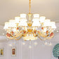 Simple Chandelier Light Fixture Gold Curved Down Lighting Pendant with White Frosted Glass Shade Clearhalo 'Ceiling Lights' 'Chandeliers' 'Modern Chandeliers' 'Modern' Lighting' 2030016