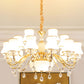Simple Chandelier Light Fixture Gold Curved Down Lighting Pendant with White Frosted Glass Shade 18 White A Clearhalo 'Ceiling Lights' 'Chandeliers' 'Modern Chandeliers' 'Modern' Lighting' 2030031