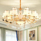 Frosted Glass Curve Chandelier Lighting Minimal Hanging Ceiling Light with Crystal Accent in Gold Clearhalo 'Ceiling Lights' 'Chandeliers' 'Modern Chandeliers' 'Modern' Lighting' 2030060