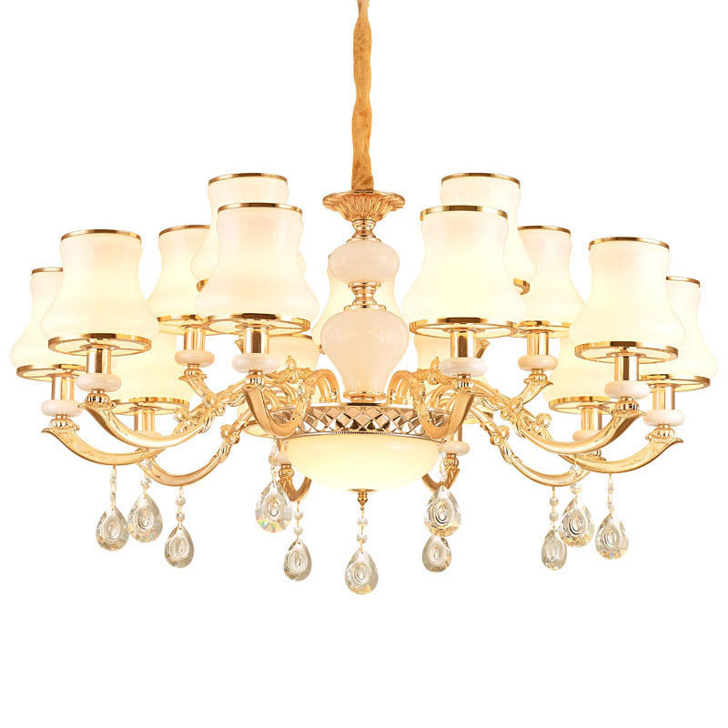 Frosted Glass Curve Chandelier Lighting Minimal Hanging Ceiling Light with Crystal Accent in Gold Clearhalo 'Ceiling Lights' 'Chandeliers' 'Modern Chandeliers' 'Modern' Lighting' 2030061
