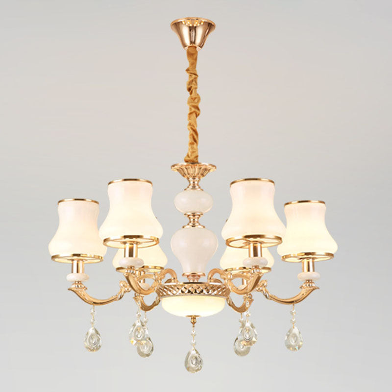 Frosted Glass Curve Chandelier Lighting Minimal Hanging Ceiling Light with Crystal Accent in Gold Clearhalo 'Ceiling Lights' 'Chandeliers' 'Modern Chandeliers' 'Modern' Lighting' 2030068