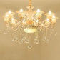 Gold Petal Chandelier Lamp Contemporary Jade Suspension Light with Crystal Draping 10 Gold Clearhalo 'Ceiling Lights' 'Chandeliers' 'Modern Chandeliers' 'Modern' Lighting' 2030120