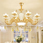 Flowerbud Living Room Ceiling Lamp Faux Jade Simplicity Chandelier Lighting Fixture in Gold Clearhalo 'Ceiling Lights' 'Chandeliers' Lighting' options 2030156