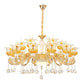 Living Room Chandelier Lamp Simple Gold Suspension Light Fixture with Floral Clear Glass Shade Clearhalo 'Ceiling Lights' 'Chandeliers' 'Modern Chandeliers' 'Modern' Lighting' 2030161