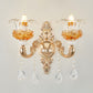 Living Room Chandelier Lamp Simple Gold Suspension Light Fixture with Floral Clear Glass Shade 2 Gold Clearhalo 'Ceiling Lights' 'Chandeliers' 'Modern Chandeliers' 'Modern' Lighting' 2030170
