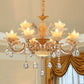Floral Living Room Ceiling Pendant Rustic Jade Gold Chandelier Lighting Fixture with Crystal Draping Clearhalo 'Ceiling Lights' 'Chandeliers' Lighting' options 2030226
