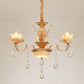 Floral Living Room Ceiling Pendant Rustic Jade Gold Chandelier Lighting Fixture with Crystal Draping Clearhalo 'Ceiling Lights' 'Chandeliers' Lighting' options 2030230