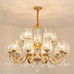 Tapered Beveled Crystal Hanging Light Kit Simplicity Gold Ceiling Chandelier with Scrolled Arm Clearhalo 'Ceiling Lights' 'Chandeliers' 'Modern Chandeliers' 'Modern' Lighting' 2030277