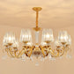 Tapered Beveled Crystal Hanging Light Kit Simplicity Gold Ceiling Chandelier with Scrolled Arm 10 Gold Clearhalo 'Ceiling Lights' 'Chandeliers' 'Modern Chandeliers' 'Modern' Lighting' 2030278